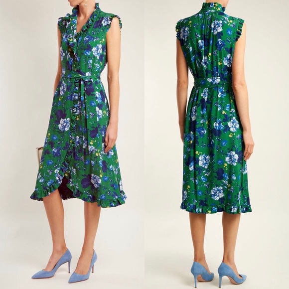 ERDEM Sebla crepe floral midi dress 10 - Picture 3 of 9